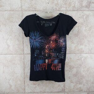 City Scene Happy 4th Fireworks LOL Vintage Short Sleeve Tagless T Shirt Sz M